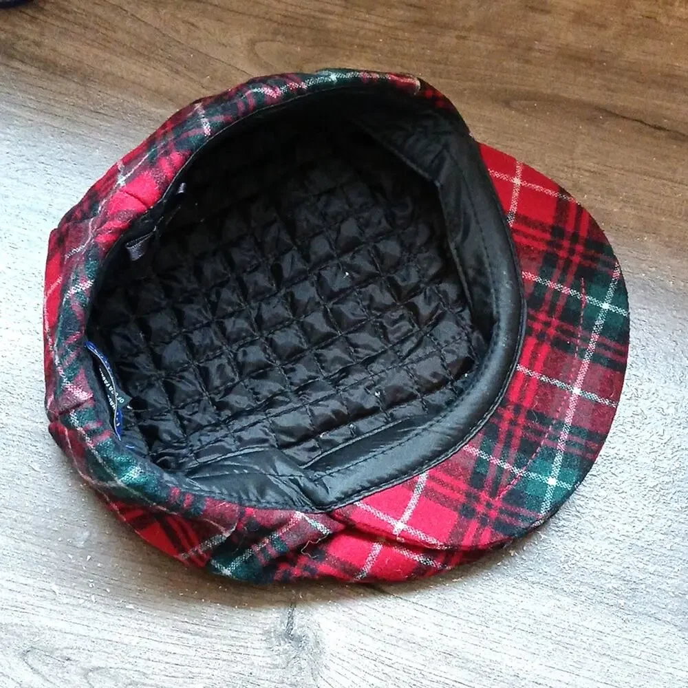 Pendleton Red Plaid Newsboy Wool Flat Cap Newsie OS